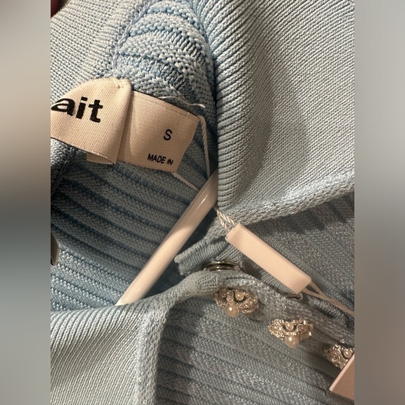 Self-Portrait Light Blue Ribbed Knit Mini Dress - Picture 11 of 14